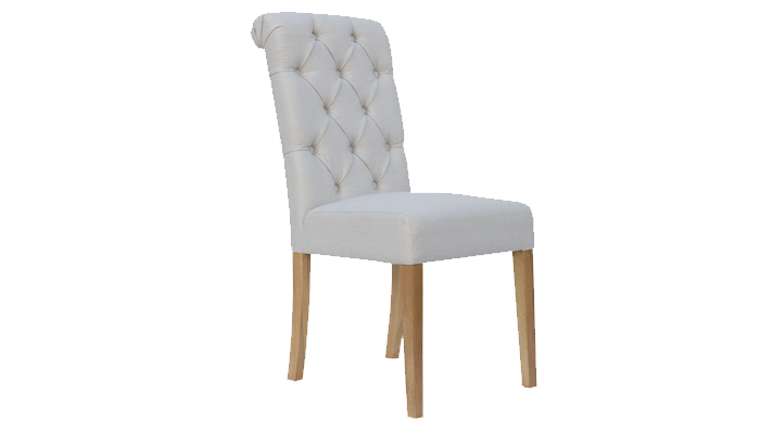 Dining Chair Scroll Button Back - Natural
